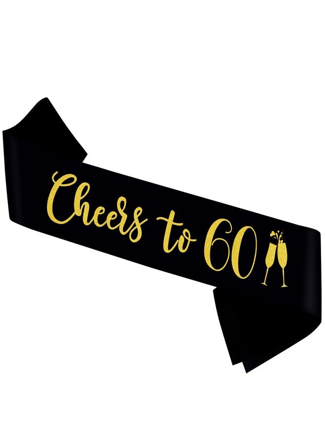 PYQWA Cheers to 60 Sash, Black Gold It's My 60th Birthday Sash for Women and Men,Happy 60th Birthday Gifts Party Supplies - Image 1
